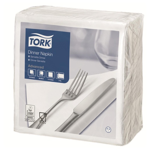 [29-492-98] SERVIETTES 33X33 BLANCHES 3 PLIS (150) 477414 TORK