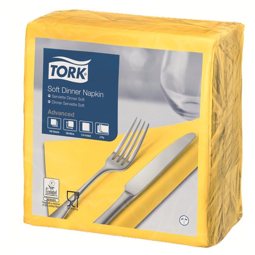 [79-492-98] SERVIETTES 33X33 JAUNES 2 PLIS (200) 477841   TORK