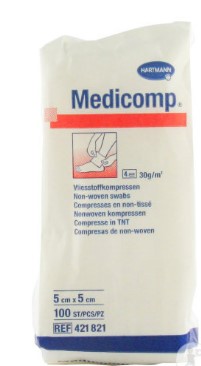 [82-335-98] COMPRESSES NON TISSEES 5X5CM X100         HARTMANN